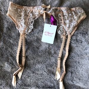 Nude illusion mesh garter belt L’agent NWT